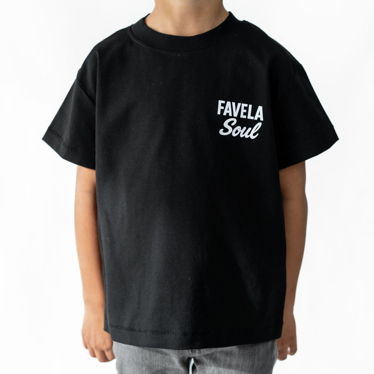 Favela Soul Black Text Logo T-Shirt Kids