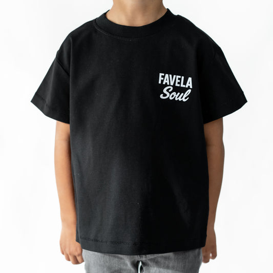 Favela Soul Black Text Logo T-Shirt Kids